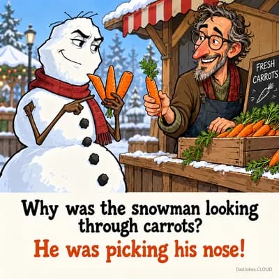 Snowman Digs for Carrots